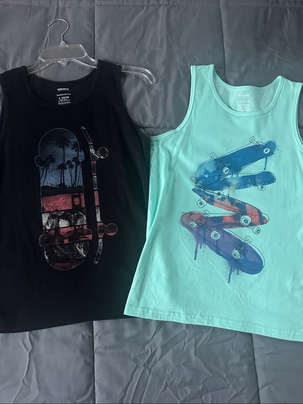 Sonoma Boys' Black & Aqua Skate Graphic Tank Tops